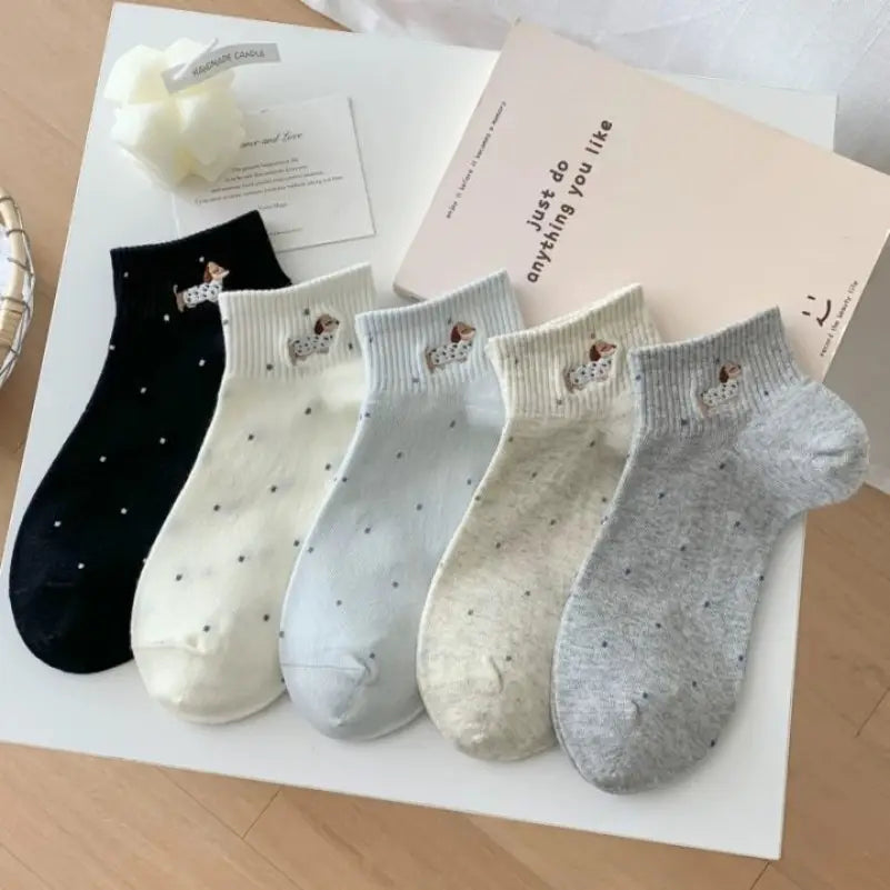 Dog Polka Dot Ankle Socks