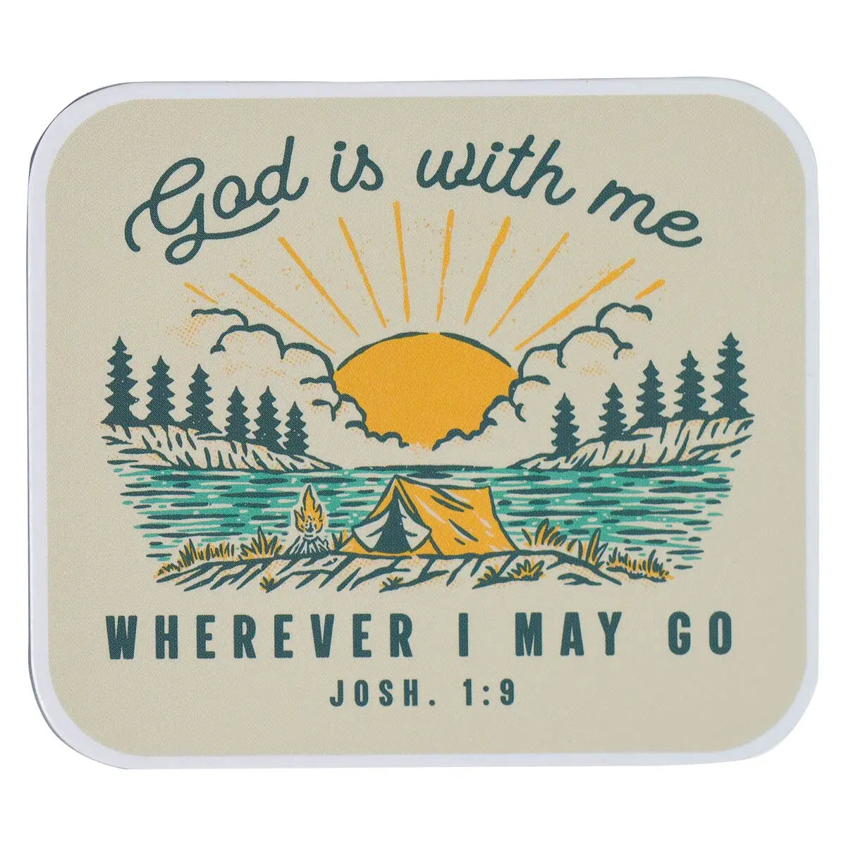 Magnet Cream Camping God Is with Me Josh. 1:9