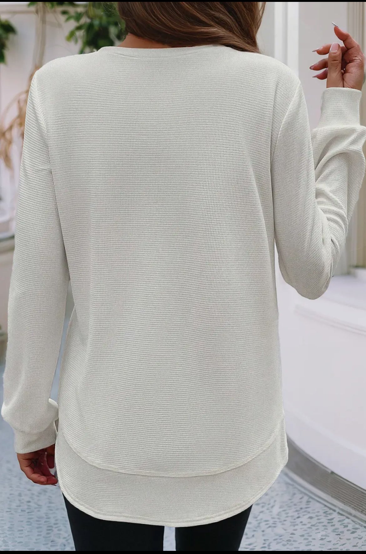 Rounded Hem Long Sleeve Top