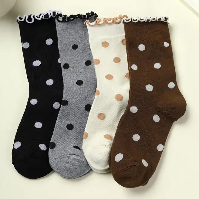 Ruffled Polka Dot Crew Socks