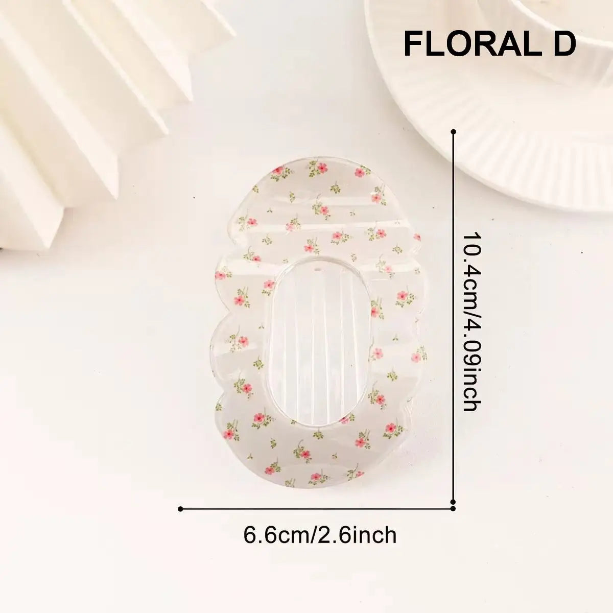 Scalloped Edge Floral Flat Hair Claw Clip