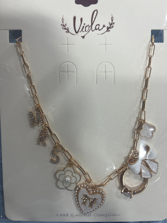 MRS THEME GOLDTONE CHARM NECKLACE