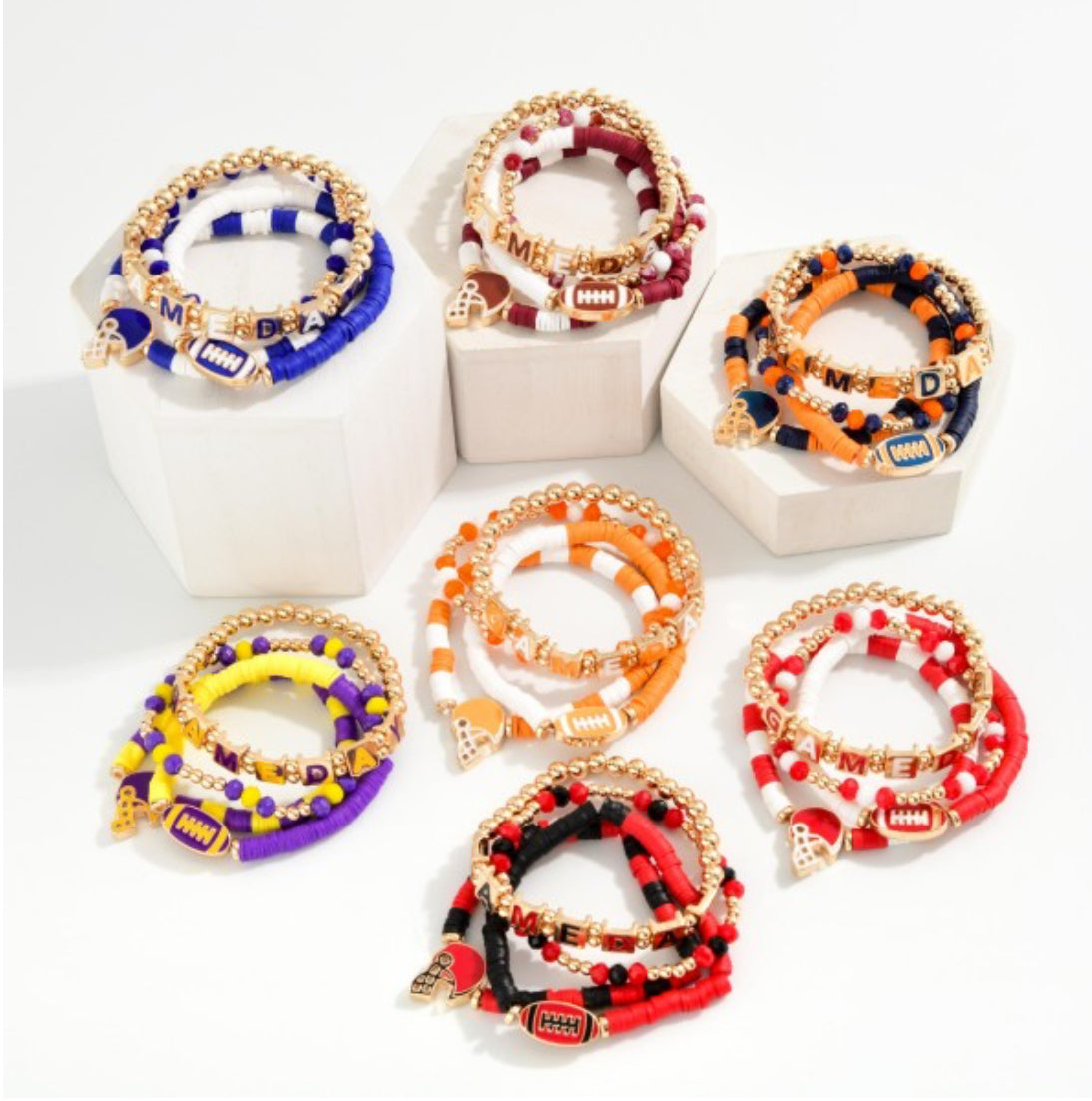 Game Day Heishi Beaded Stretch Bracelets Set