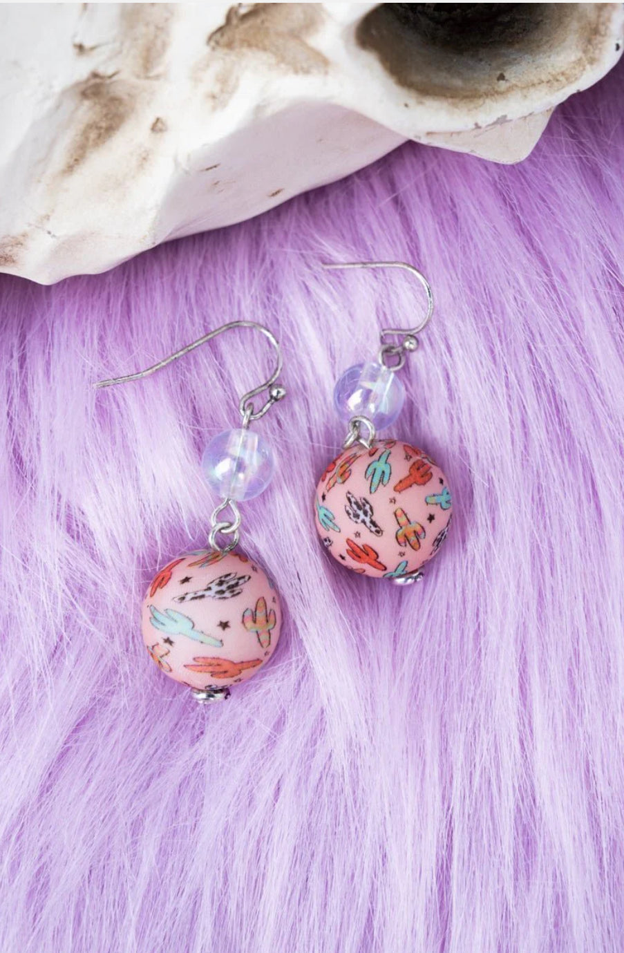 Pink cactus earrings