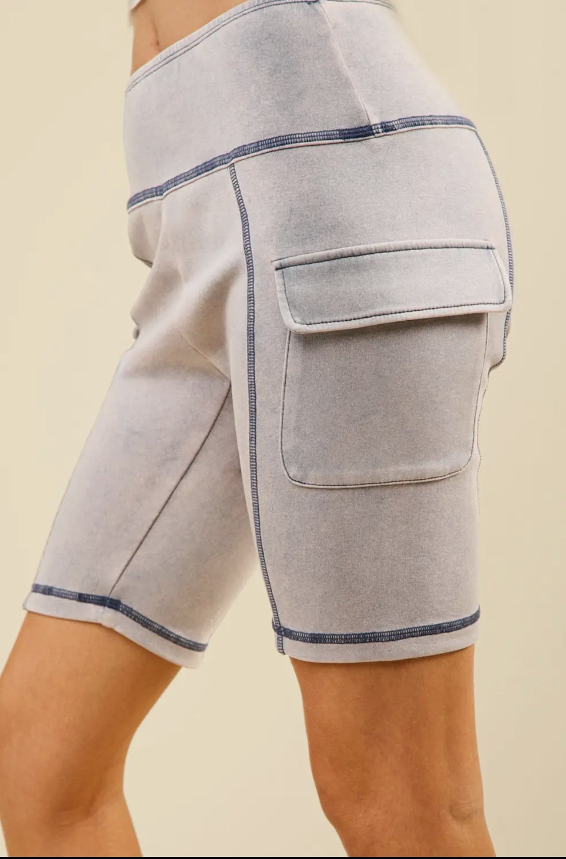 Give it a Go Washed Knit Cargo Short-Denim