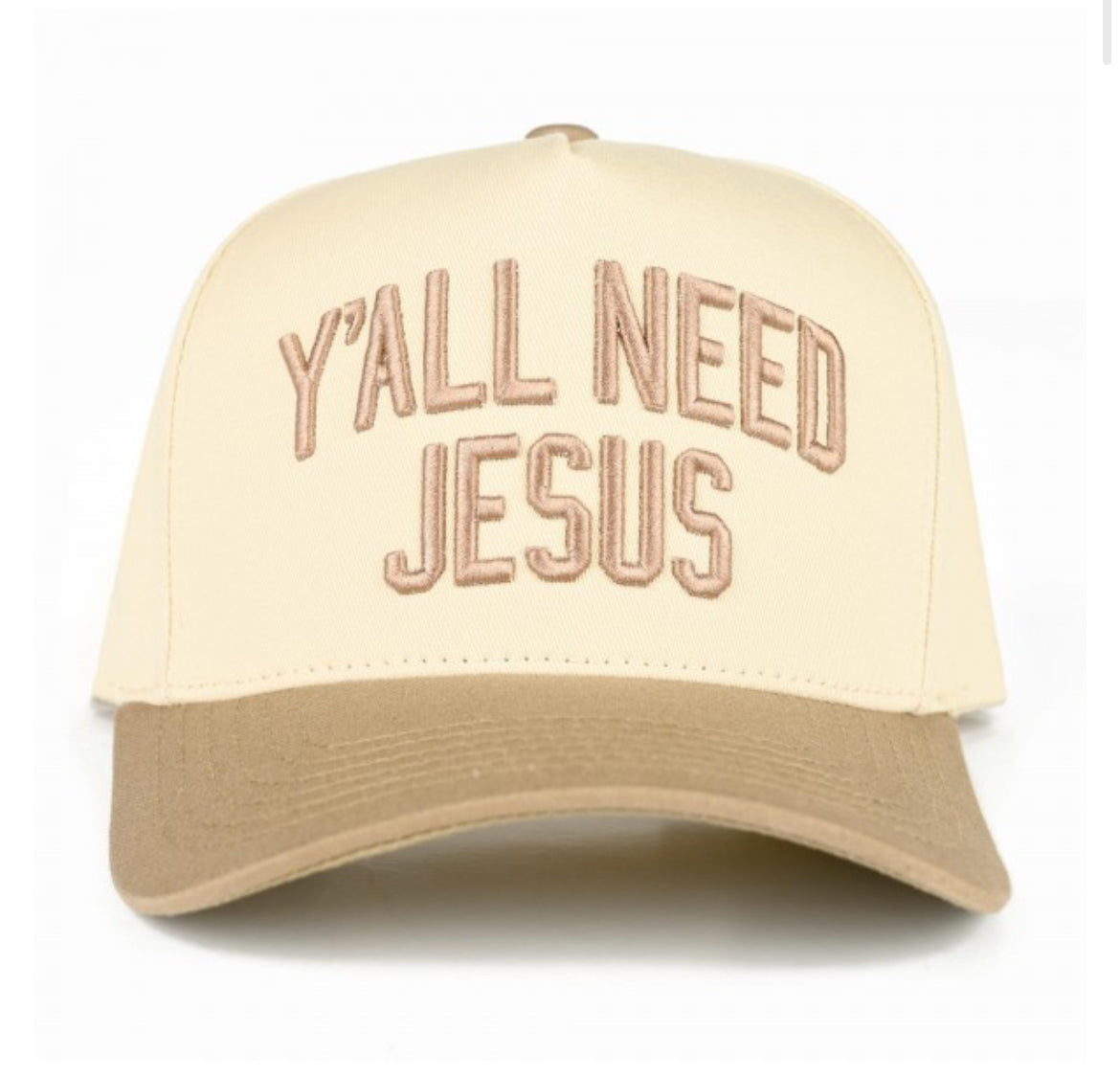 Y’all Need Jesus Cap-Beige