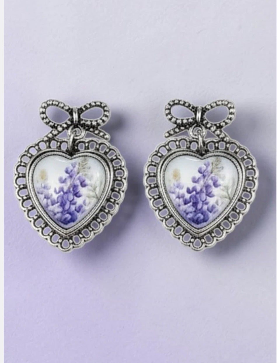 COUNTRY HEART SILVERTONE EARRINGS