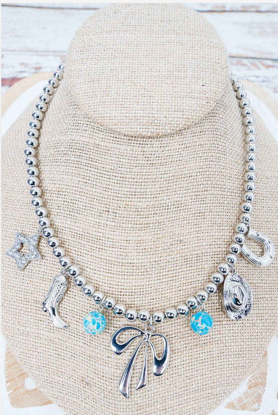 SWEETSPUR SILVERTONE CHARM NECKLACE