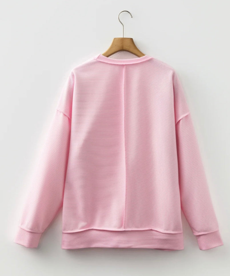 Pink Horizontal Ribbed Exposed Top