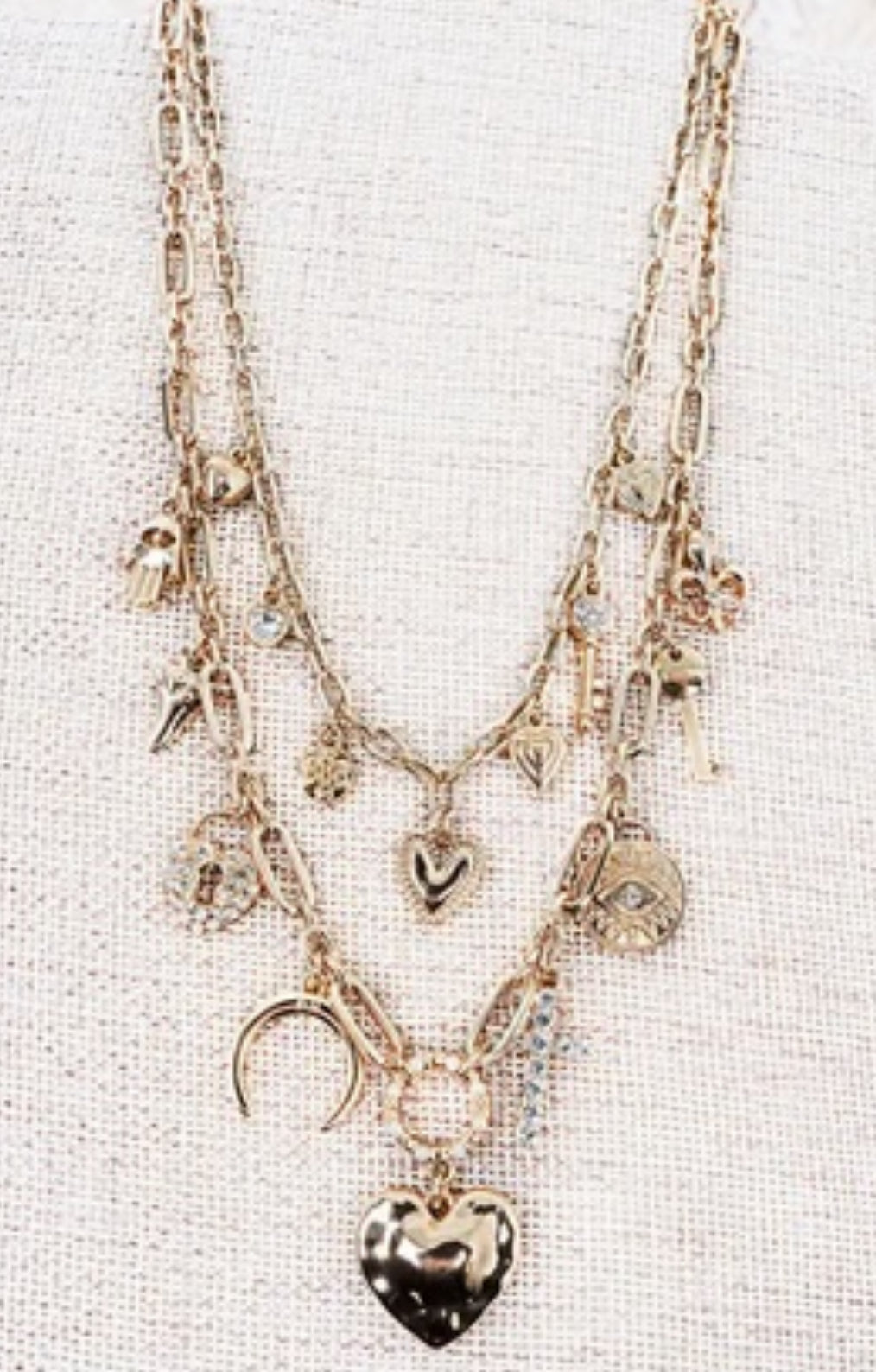HEART'S TREASURE GOLDTONE DOUBLE NECKLACE SET