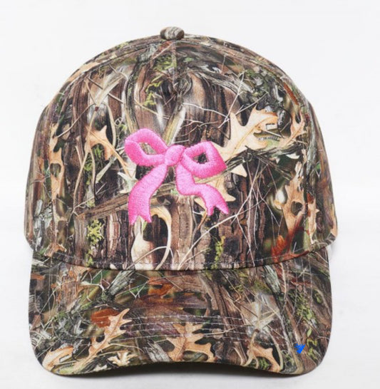 Bow Embroidered Camo Baseball Cap