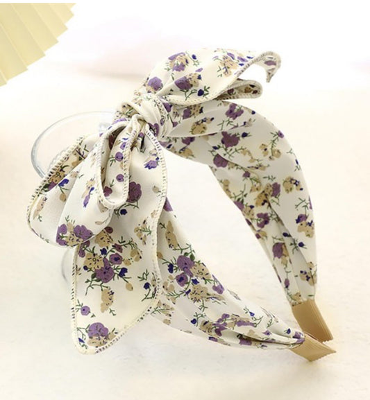 Floral Print Knotted Bow Headband