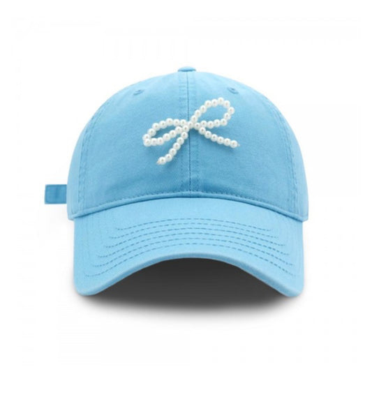 Pearl Beaded Bow Baseball Cap