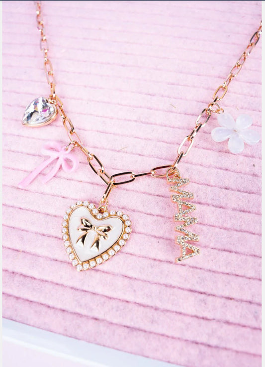 MAMA THEME GOLDTONE CHARM NECKLACE