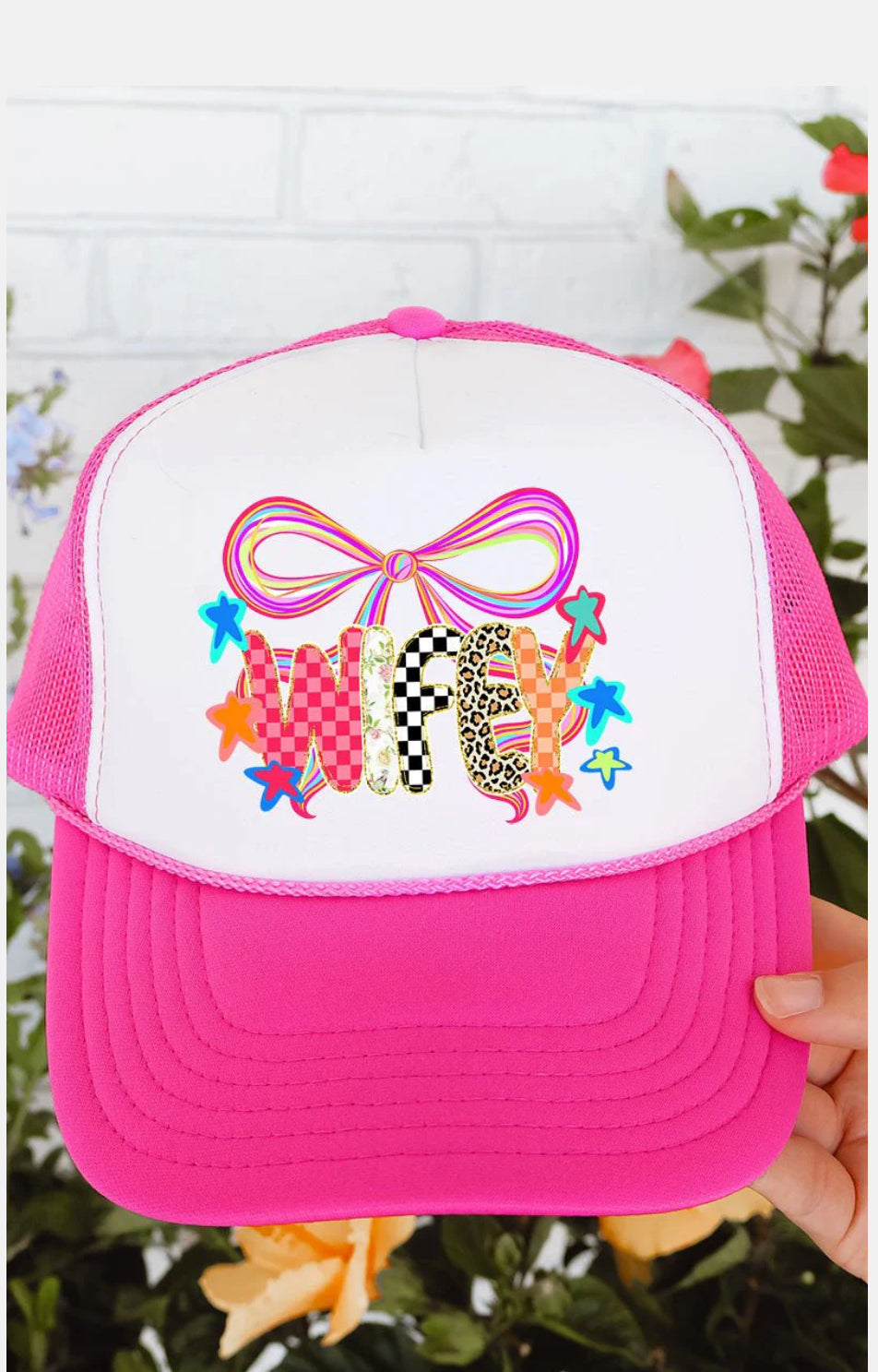 COLORFUL PREPPY WIFEY HOT PINK WITH WHITE FOAM FRONT TRUCKER HAT