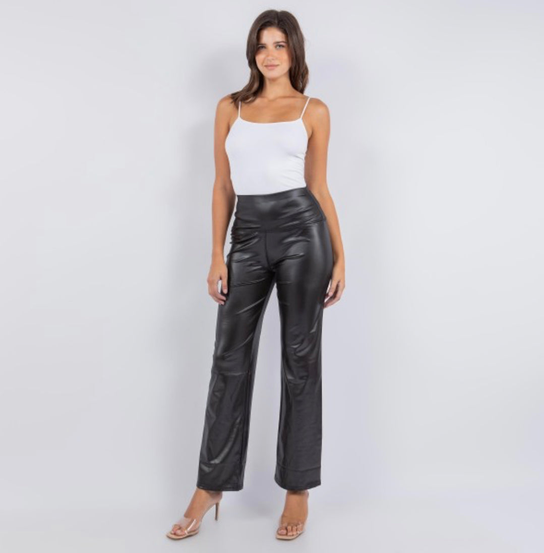 Faux Leather Straight Leg Pant