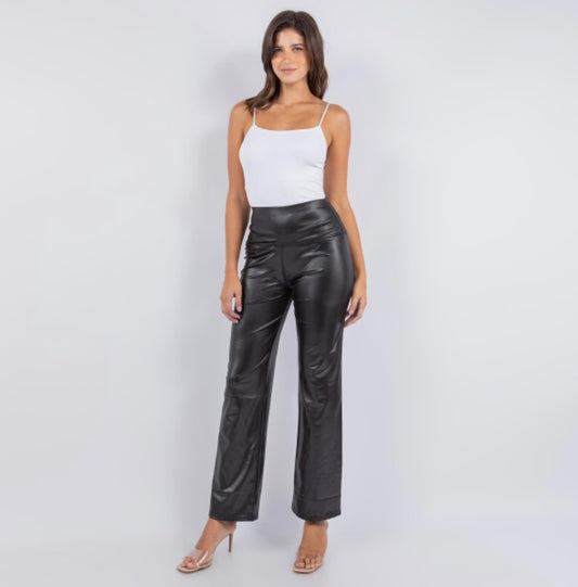 Faux Leather Straight Leg Pant