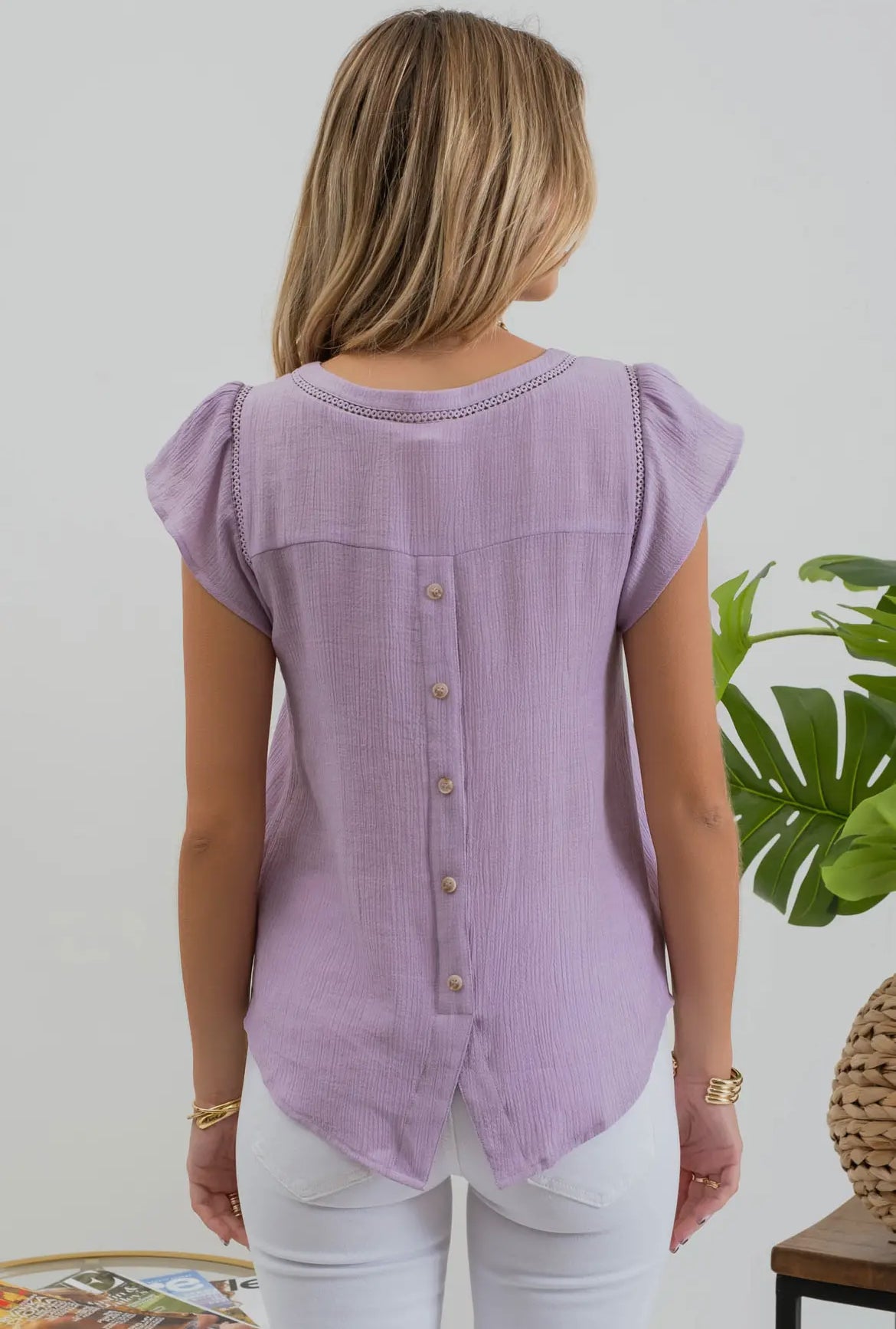 Lavender Tulip Sleeve Blouse