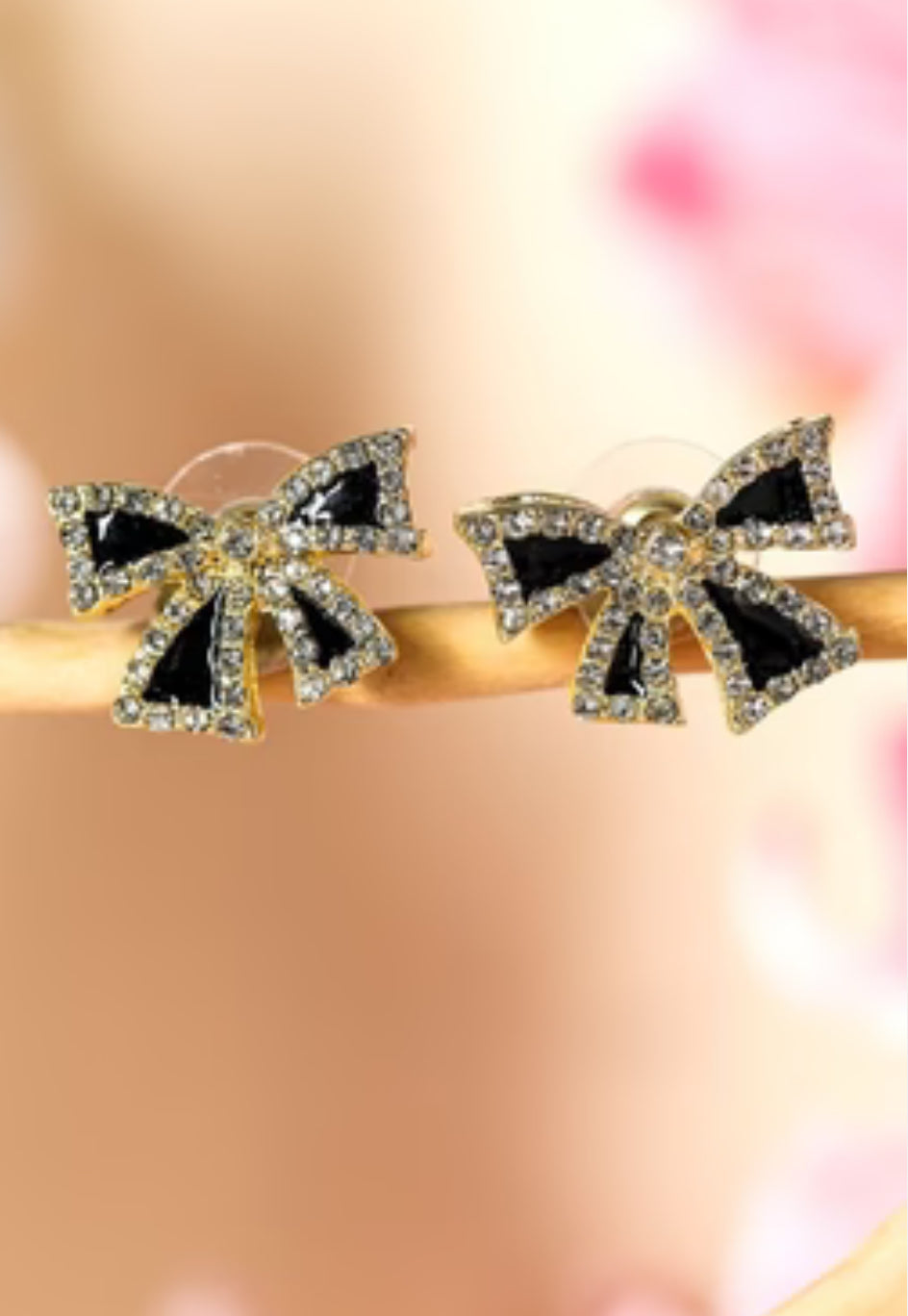 Enchanted Night Black & Gold Bow Earrings