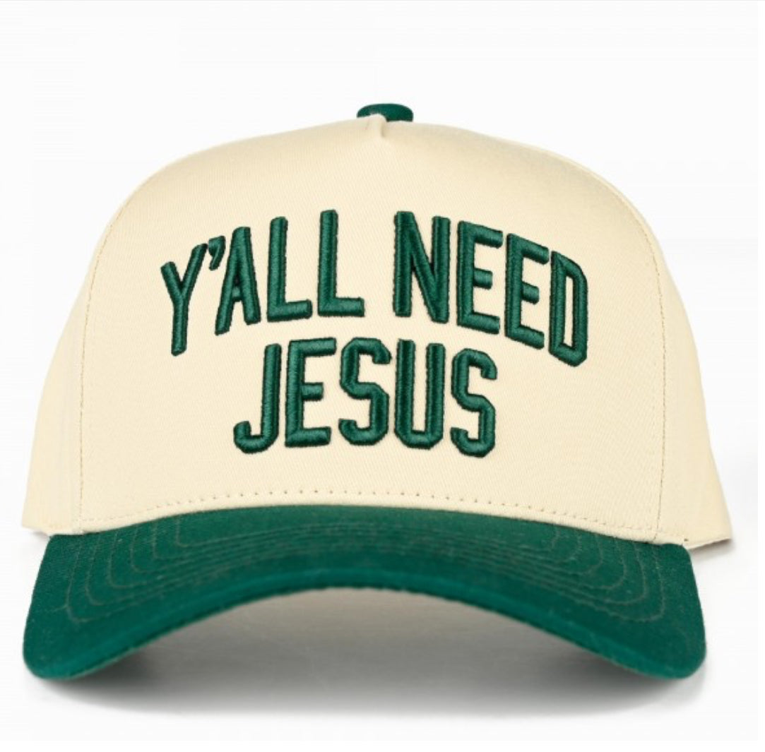 Y’all Need Jesus Cap-Dark Green