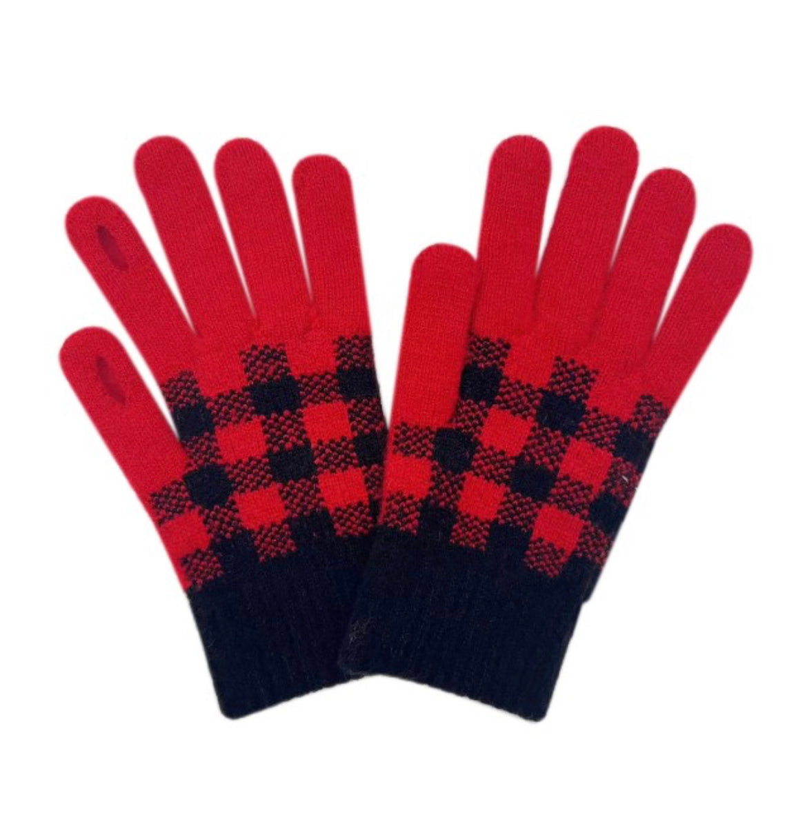 Do Everything In Love Red Plaid Knit Gloves