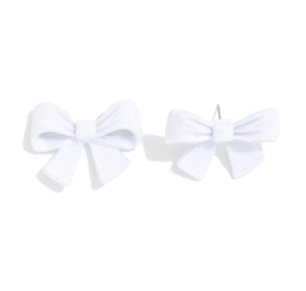 Velvet White Bow Earrings
