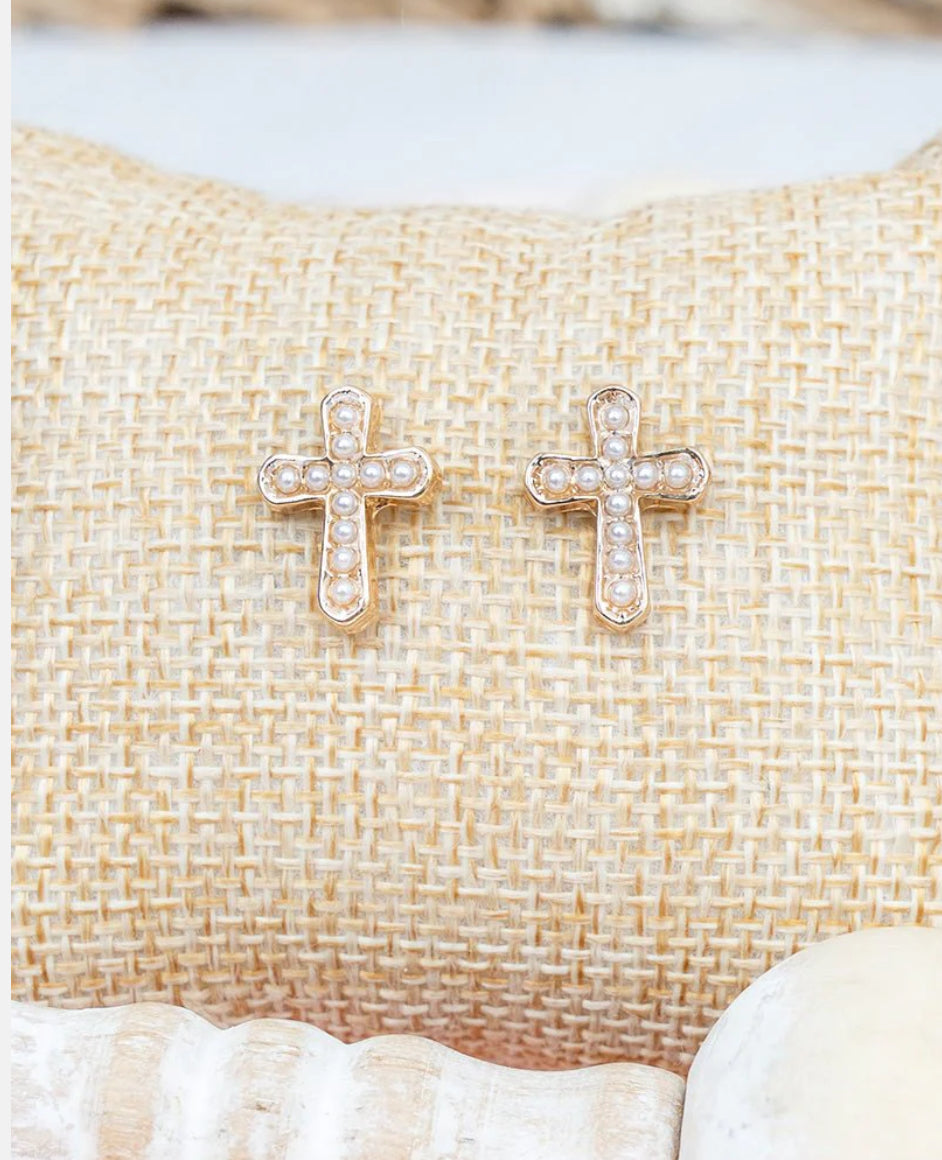PEARLED PROMISE GOLDTONE EARRINGS