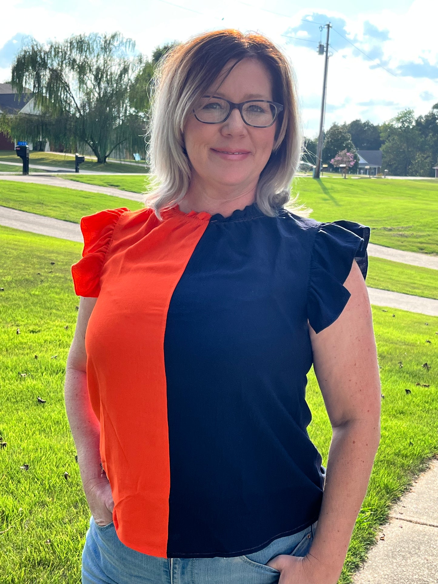 Gameday Ruffle Blouse Top