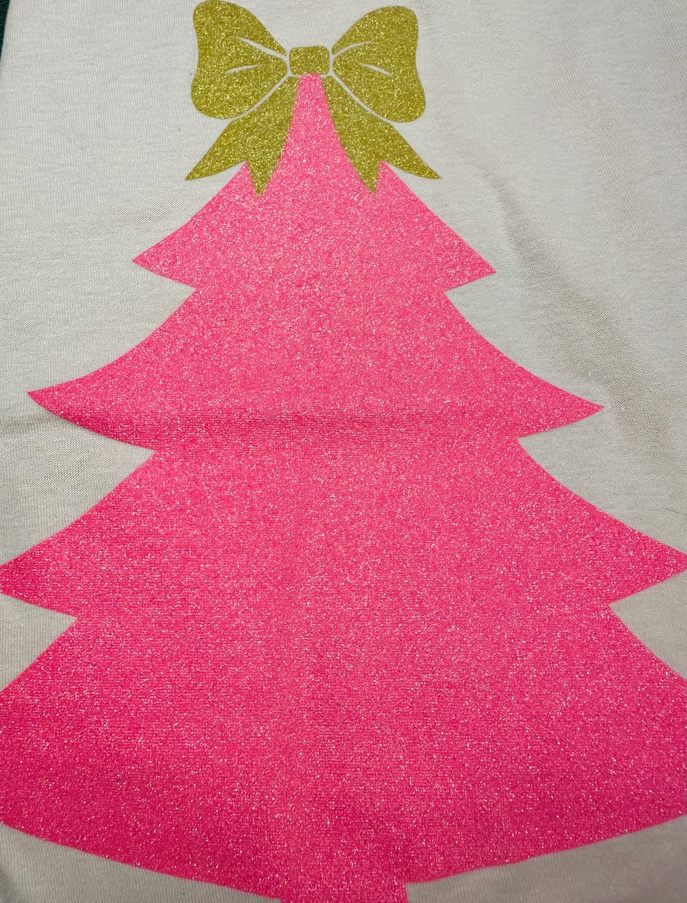 Glitter Christmas Tree Tee Pink