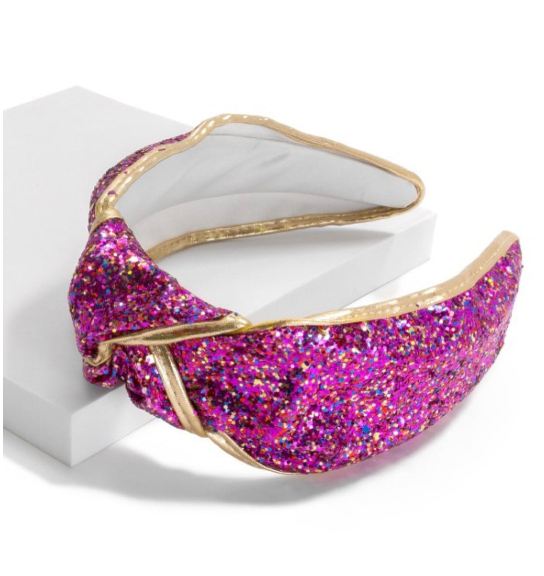 Fuchsia Glitter TopKnot Headband