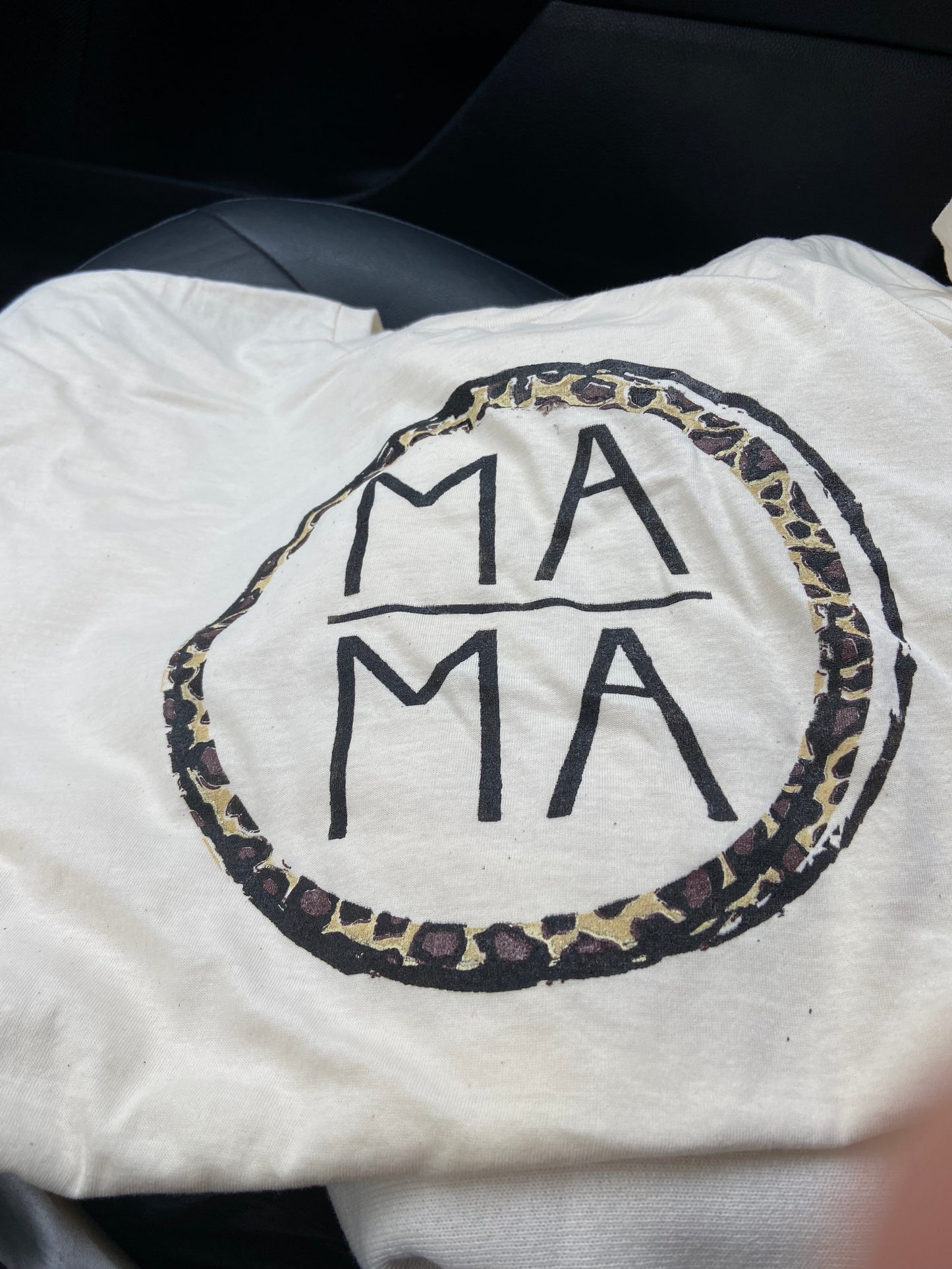 MAMA Animal Print Circle Natural Graphic Tee