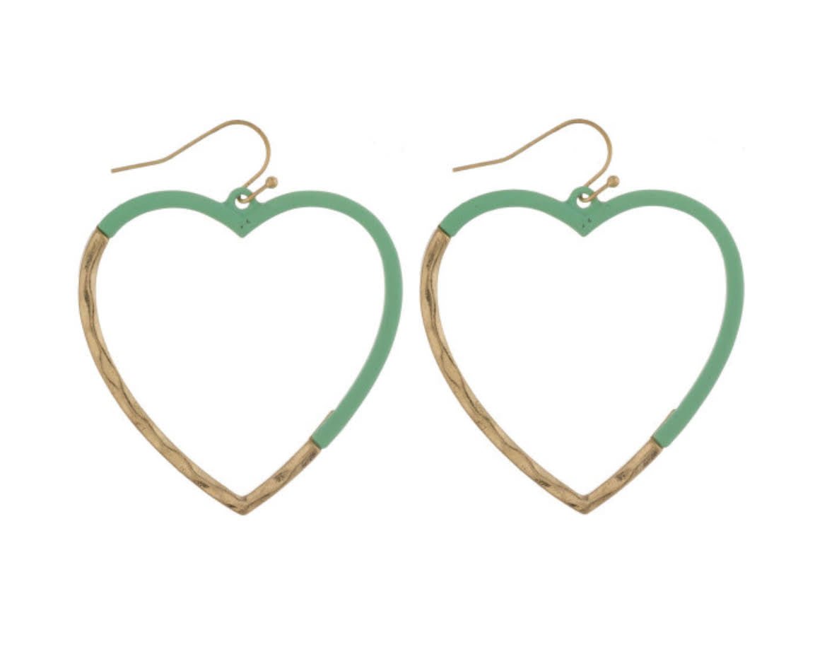 Matte color coated heart hoop earrings 201