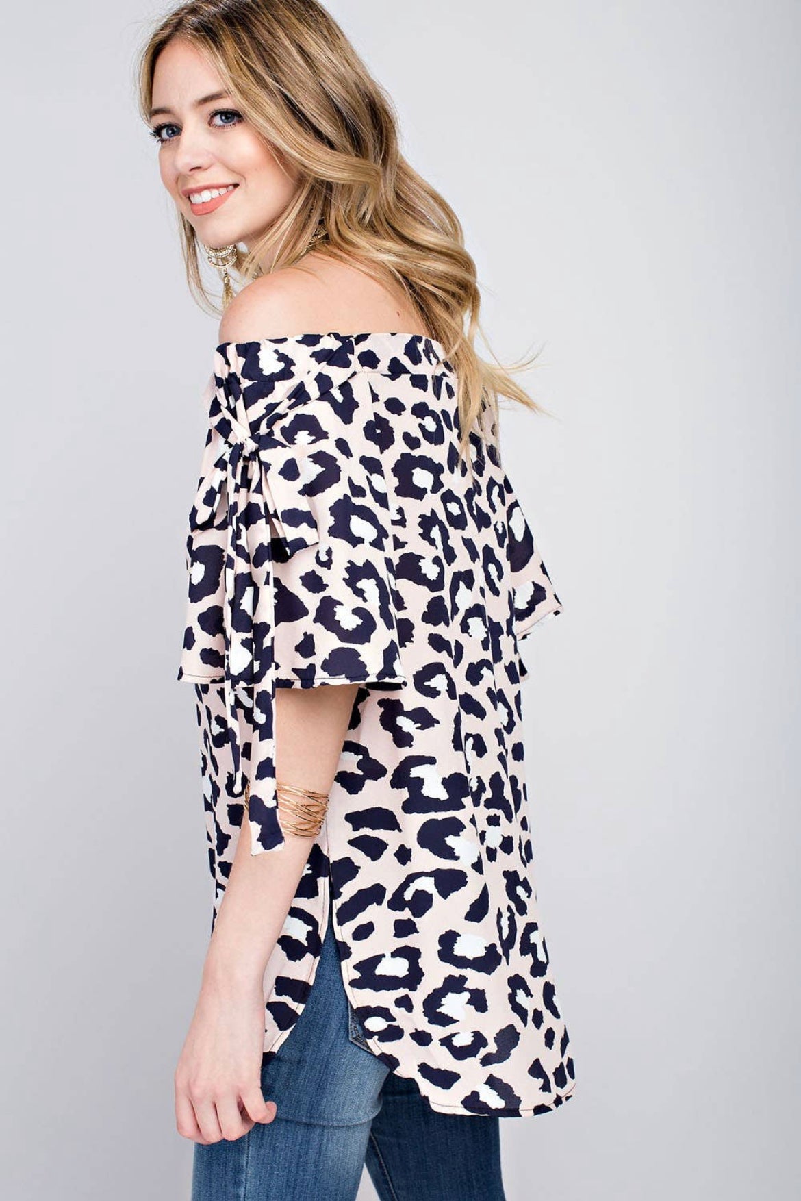 Off the Path Animal Print Off the Shoulder Blouse