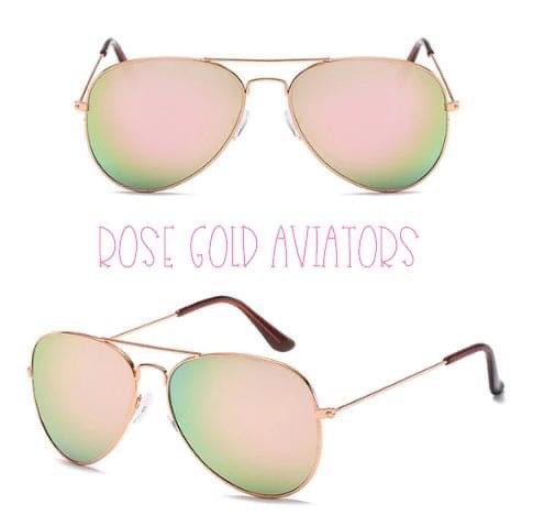 Rose Gold Aviators Sun Glasses