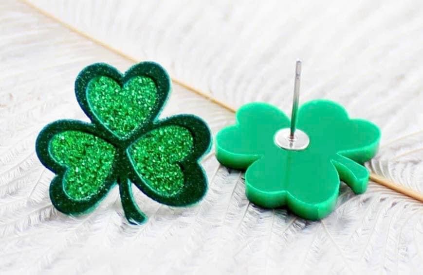 Shamrock Stud Acrylic Earrings - Anchor Fusion Boutique