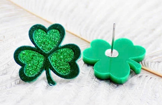 Shamrock Stud Acrylic Earrings - Anchor Fusion Boutique