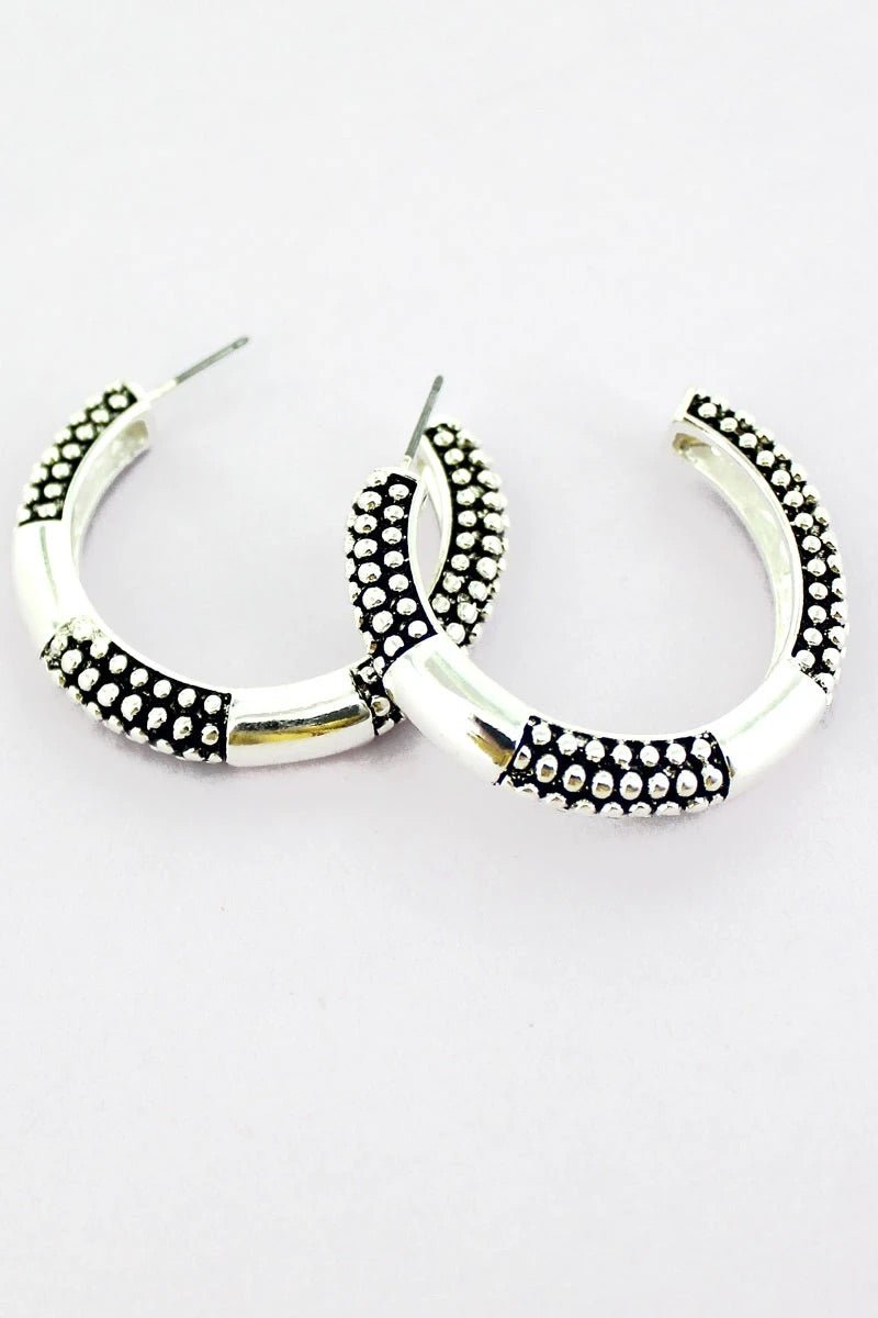 SILVERTONE DOTHAN HOOP EARRINGS - Anchor Fusion Boutique