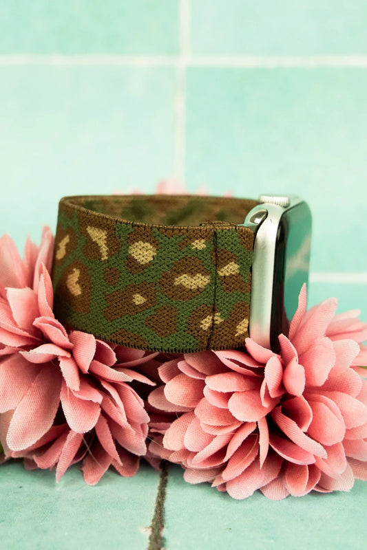 WILD TIME OLIVE LEOPARD STRETCH BAND FOR APPLE WATCH - Anchor Fusion Boutique