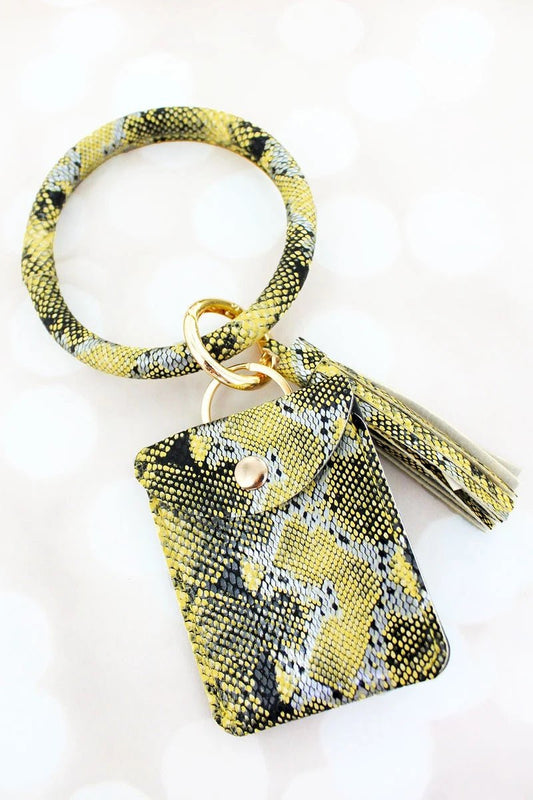 Yellow Python Bangle Keychain with Pouch - Anchor Fusion Boutique