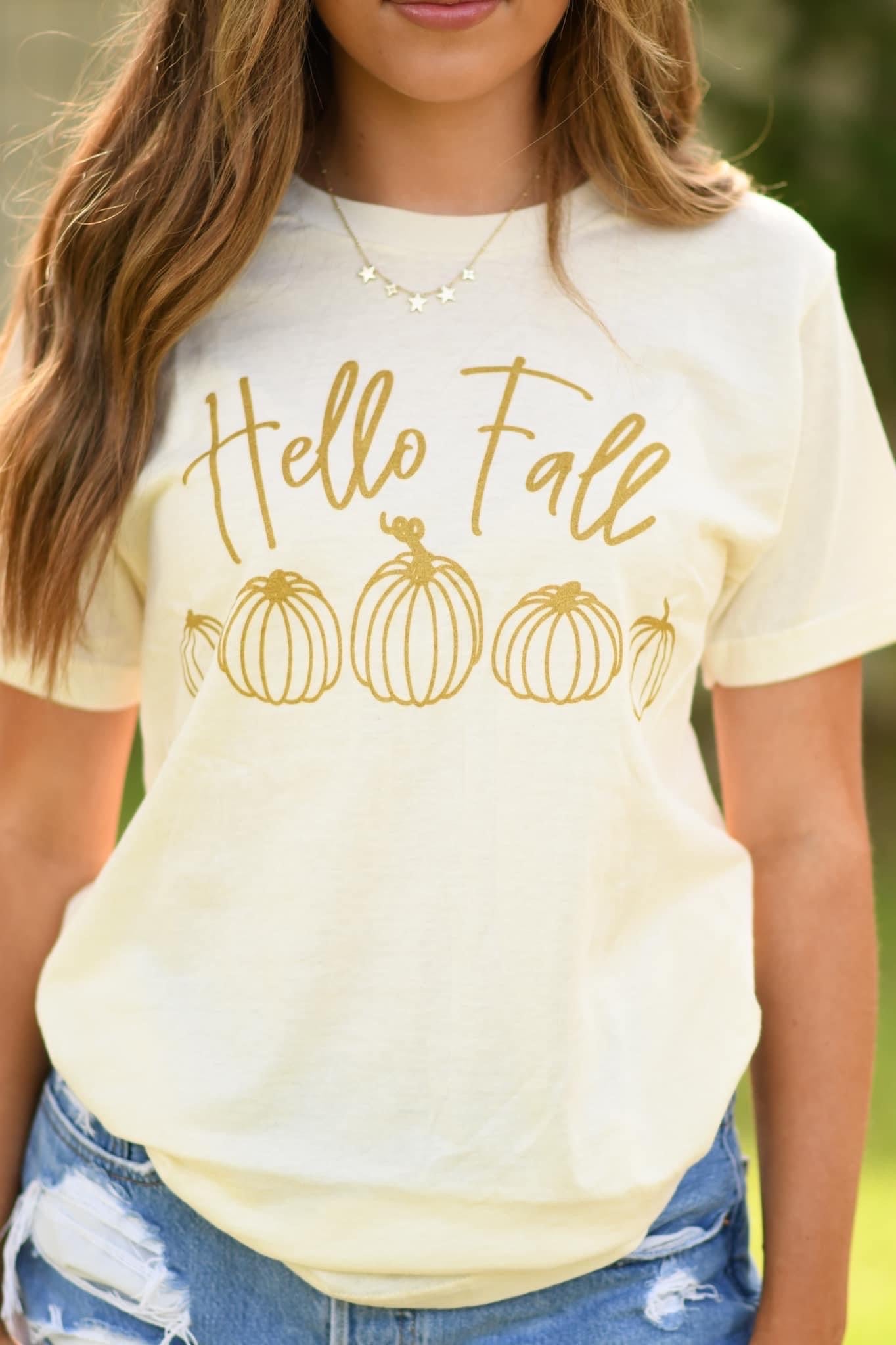 Hello Fall Shimmer Graphic Tee