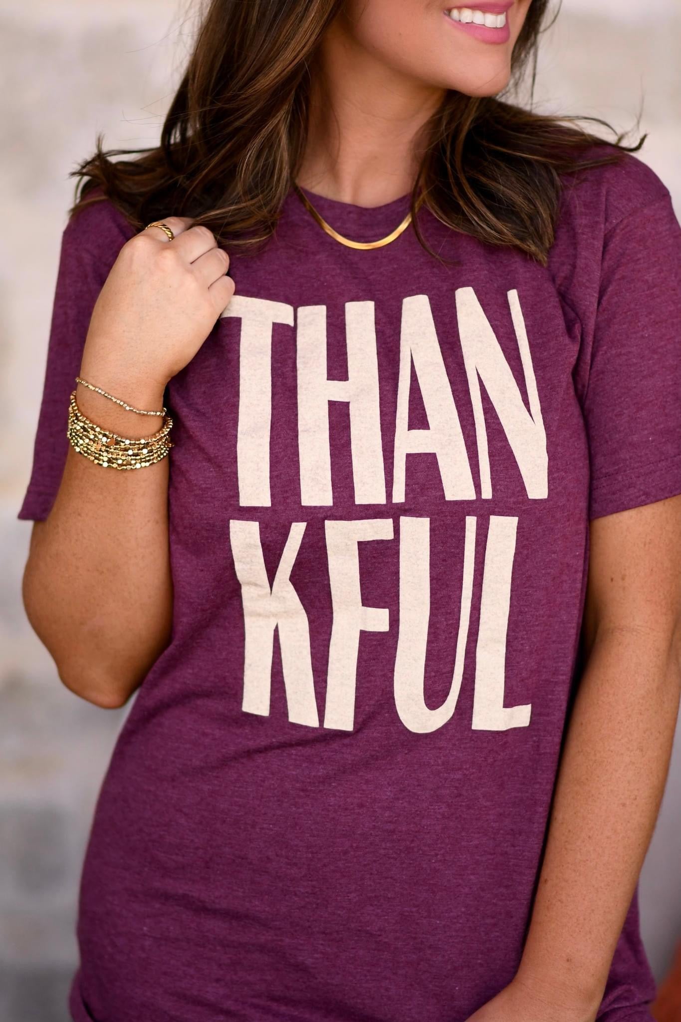 Thankful Tee with puff ink