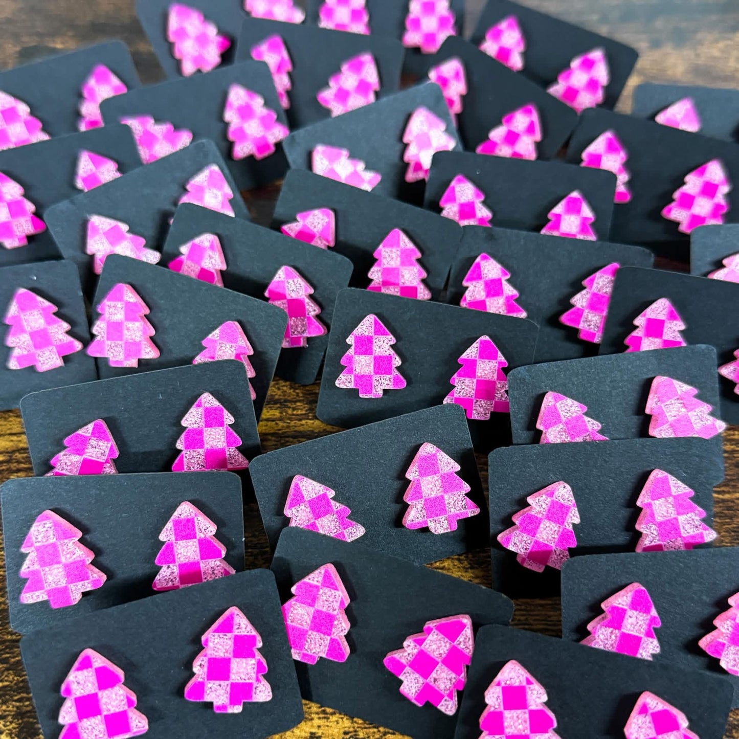 Pink Tree Studs