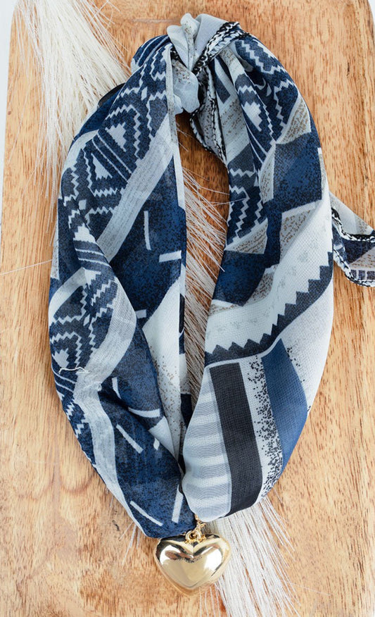 BLUE AZTEC SCARF NECKLACE
