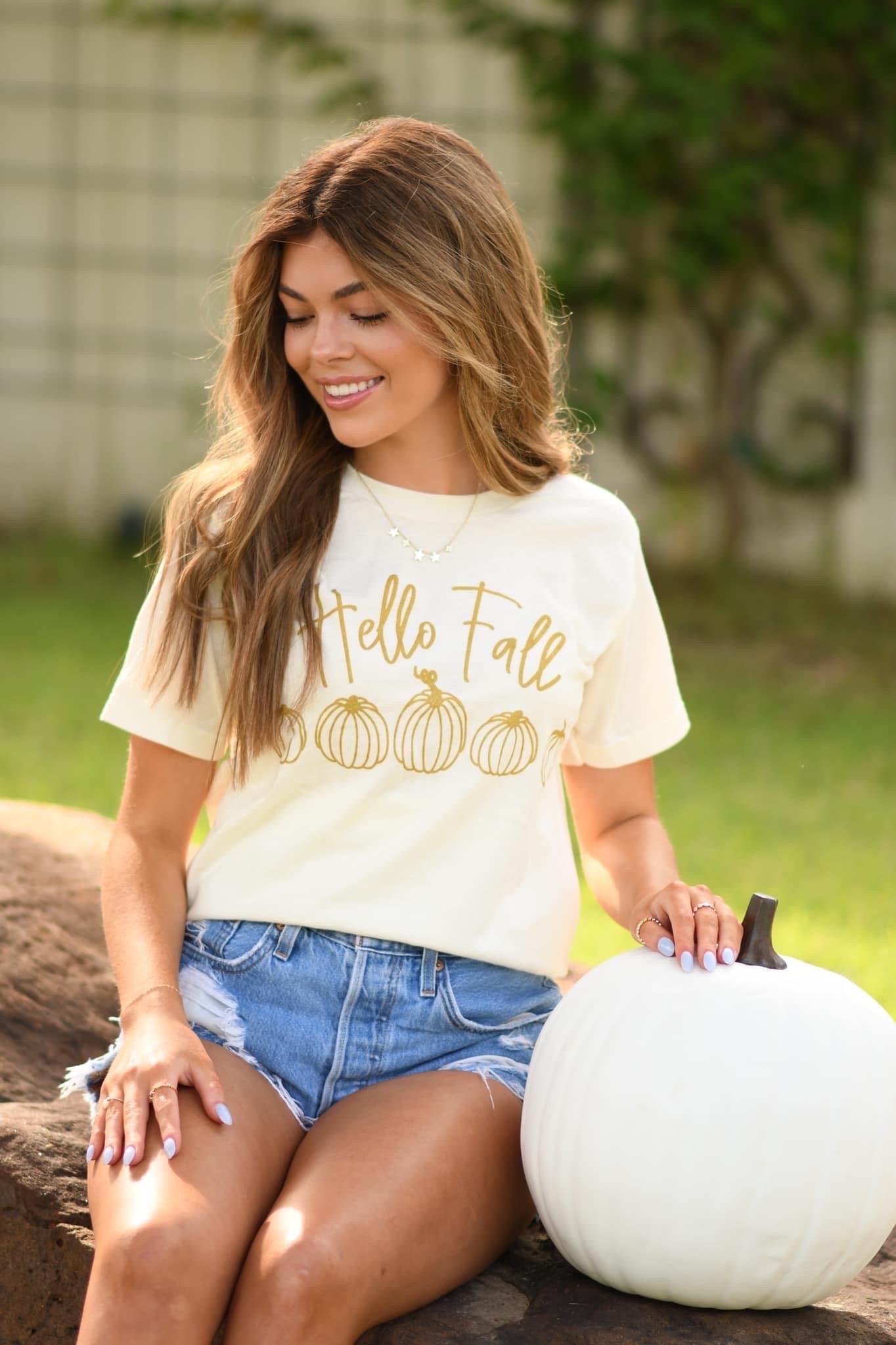 Hello Fall Shimmer Graphic Tee