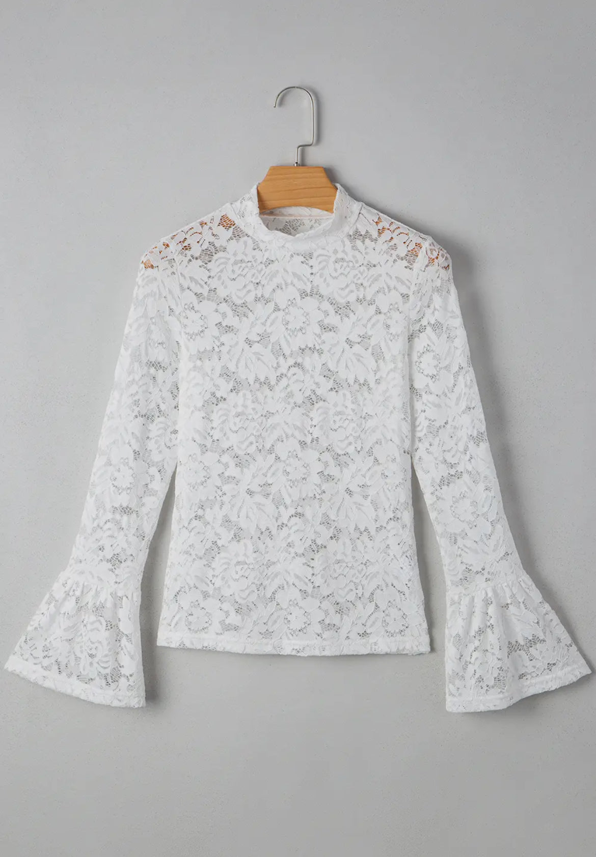 Lace Crochet Bell Sleeve Top