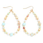 Aqua Beaded Teardrop Earrings