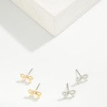 Metal Tone Bow Stud Earrings