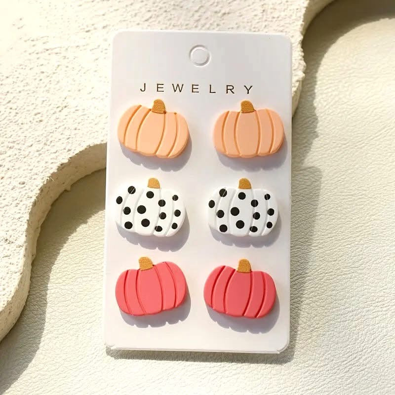 Retro Pumpkin Triple  Studs