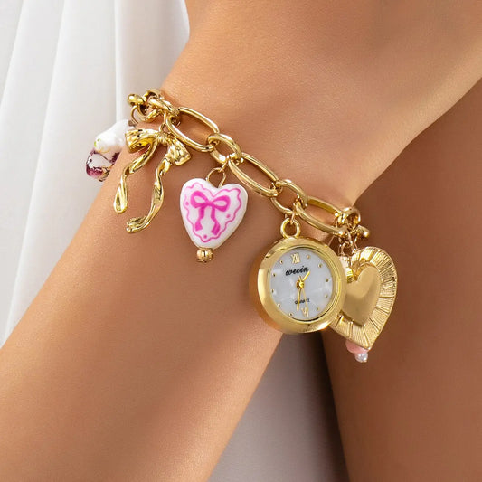 Vintage Pink Charm Watch Bracelet