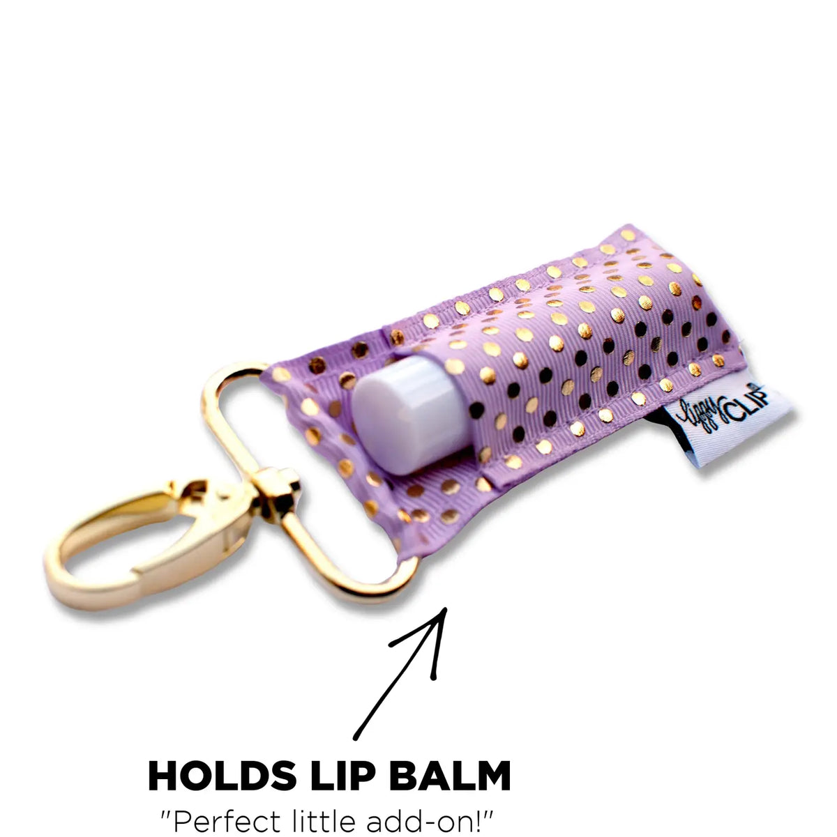 Gold Dots On Lavender Lippyclip® Lip Balm Holder